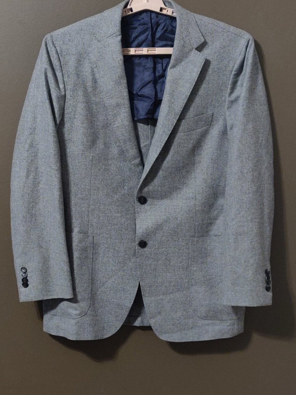 Suitsupply Havana Patch Grey Solbati Italian Wool Blazer Slim Cut US 46R